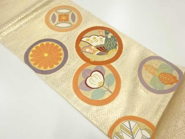 JAPANESE FUKURO OBI / WOVEN FAMILY CREST